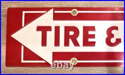 Vintage TIRE & BATTERY SERVICE Sign FIRESTONE 44 Double Sided gas oil