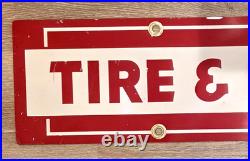 Vintage TIRE & BATTERY SERVICE Sign FIRESTONE 44 Double Sided gas oil