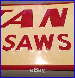 Vintage TITAN CHAIN SAWS Dealer Advertising SIGN ORIGINAL & Embossed Metal NOS