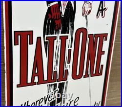 Vintage Tall One Soda Pop Porcelain Sign Coca Cola Bottle Can Gas Station