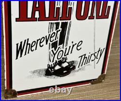 Vintage Tall One Soda Pop Porcelain Sign Coca Cola Bottle Can Gas Station