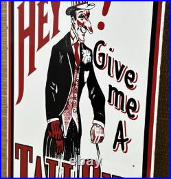 Vintage Tall One Soda Pop Porcelain Sign Coca Cola Bottle Can Gas Station