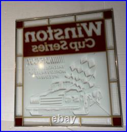 Vintage Talladega NASCAR Winston Cup Series Glass Advertising Sign Collectible