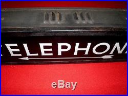 Vintage Telephone Lighted Sign Art Deco Arrow Antique Back Lit Nice Original