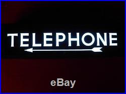 Vintage Telephone Lighted Sign Art Deco Arrow Antique Back Lit Nice Original