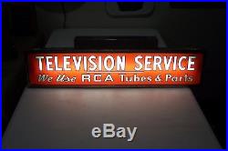 Vintage Television Service Light Up Sign, RCA Tubes & Parts 1950's Great Sign