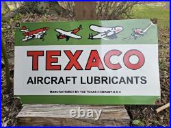 Vintage Texaco Airplane Lubricants Porcelain Sign 24x 14
