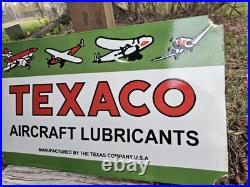 Vintage Texaco Airplane Lubricants Porcelain Sign 24x 14