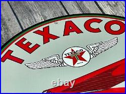 Vintage Texaco Aviation Gasoline Advertising 12 Porcelain Metal Gas Oil Sign