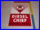 Vintage-Texaco-Diesel-Chief-Fuel-Sprayer-18-Porcelain-Metal-Gasoline-Oil-Sign-01-wvf