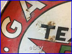 Vintage Texaco Double Sided Sign With Original Hanger Rim 42
