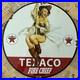 Vintage-Texaco-Fire-Chief-Gasoline-Pin-up-12-Inch-Porcelain-Enamel-Sign-01-nki