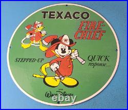 Vintage Texaco Gasoline Porcelain Mickey Mouse Walt Disney Chief Gas Pump Sign