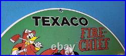 Vintage Texaco Gasoline Porcelain Mickey Mouse Walt Disney Chief Gas Pump Sign