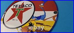 Vintage Texaco Gasoline Sign Red Star Road Runner Gas Pump Service Sign