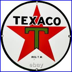 Vintage Texaco Motor Oil Porcelain Sign Texas Gasoline Gas Station Pump Plate