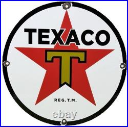 Vintage Texaco Motor Oil Porcelain Sign Texas Gasoline Gas Station Pump Plate
