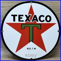 Vintage Texaco Motor Oil Porcelain Sign Texas Gasoline Gas Station Pump Plate