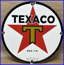 Vintage Texaco Motor Oil Porcelain Sign Texas Gasoline Gas Station Pump Plate