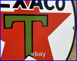 Vintage Texaco Motor Oil Porcelain Sign Texas Gasoline Gas Station Pump Plate