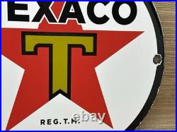 Vintage Texaco Motor Oil Porcelain Sign Texas Gasoline Gas Station Pump Plate