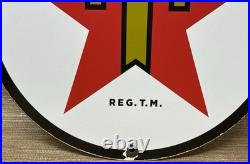 Vintage Texaco Motor Oil Porcelain Sign Texas Gasoline Gas Station Pump Plate