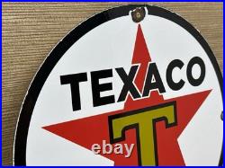 Vintage Texaco Motor Oil Porcelain Sign Texas Gasoline Gas Station Pump Plate