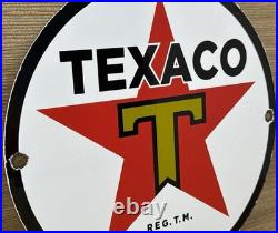 Vintage Texaco Motor Oil Porcelain Sign Texas Gasoline Gas Station Pump Plate
