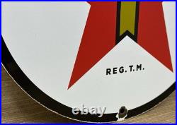 Vintage Texaco Motor Oil Porcelain Sign Texas Gasoline Gas Station Pump Plate