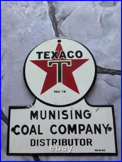 Vintage Texaco Munising Coal Company Distributor Porcelain Gas Sign 8×7
