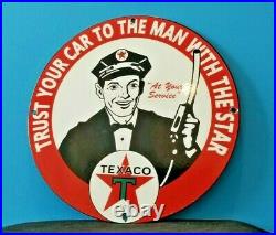 Vintage Texaco Porcelain Gas Motor Oil Attendant Service Station Pump Sign