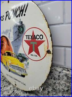 Vintage Texaco Porcelain Sign 1957 Texas Motor Oil Gas Station Service Sport