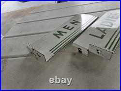 Vintage Texaco Restroom Mens Ladies Set Flange Porcelain Sign Double Sided