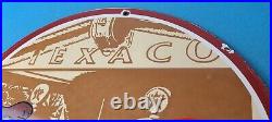 Vintage Texaco Sign Disney Duck Gasoline Service Gas Pump Porcelain Sign