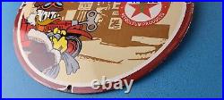 Vintage Texaco Sign Disney Duck Gasoline Service Gas Pump Porcelain Sign