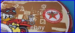 Vintage Texaco Sign Disney Duck Gasoline Service Gas Pump Porcelain Sign