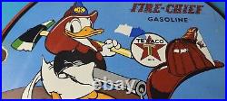 Vintage Texaco Sign Duck Fire Chief Gasoline Service Gas Pump Porcelain Sign