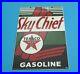 Vintage-Texaco-Sky-Chief-Motor-Oil-Porcelain-Metal-Gasoline-Pump-Plate-18-Sign-01-milj