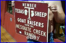 Vintage Texas Sheep & Goat Metal Farm Ranch Sign Pig Cow Horse Cattle