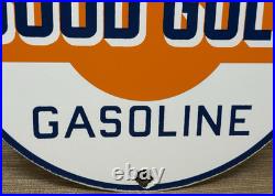 Vintage That Good Gulf Gasoline Porcelain Sign Gas Station Motor Oil Pump
