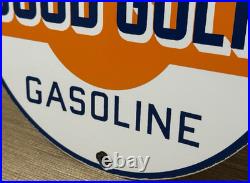 Vintage That Good Gulf Gasoline Porcelain Sign Gas Station Motor Oil Pump
