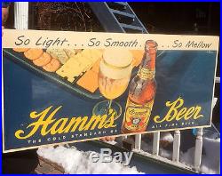 Vintage Theo Hamms Beer Brewery Advertising Poster Sign With Bottle Graphic 1940s