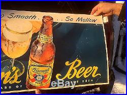 Vintage Theo Hamms Beer Brewery Advertising Poster Sign With Bottle Graphic 1940s