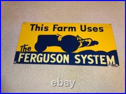 Vintage This Farm Uses The Ferguson System Ford Tractor 15.5 Metal Gas Oil Sign