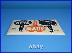 Vintage Tin Over Cardboard Sign Keys Made Counter Sign Mr. Key, Easel Back