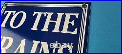 Vintage To The Trains Railroad Sign Directional Railway Station Porcelain Sign