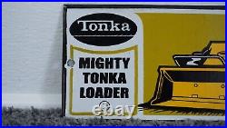 Vintage Tonka Toys Porcelain Metal Steel Sign Rare Advertising Car Gas Oil