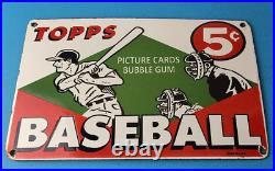 Vintage Topps Baseball Sign MLB Trading Cards Bubble Gum Porcelain Gas Sign