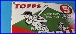 Vintage Topps Baseball Sign MLB Trading Cards Bubble Gum Porcelain Gas Sign