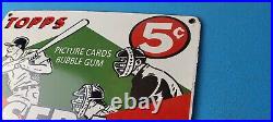 Vintage Topps Baseball Sign MLB Trading Cards Bubble Gum Porcelain Gas Sign